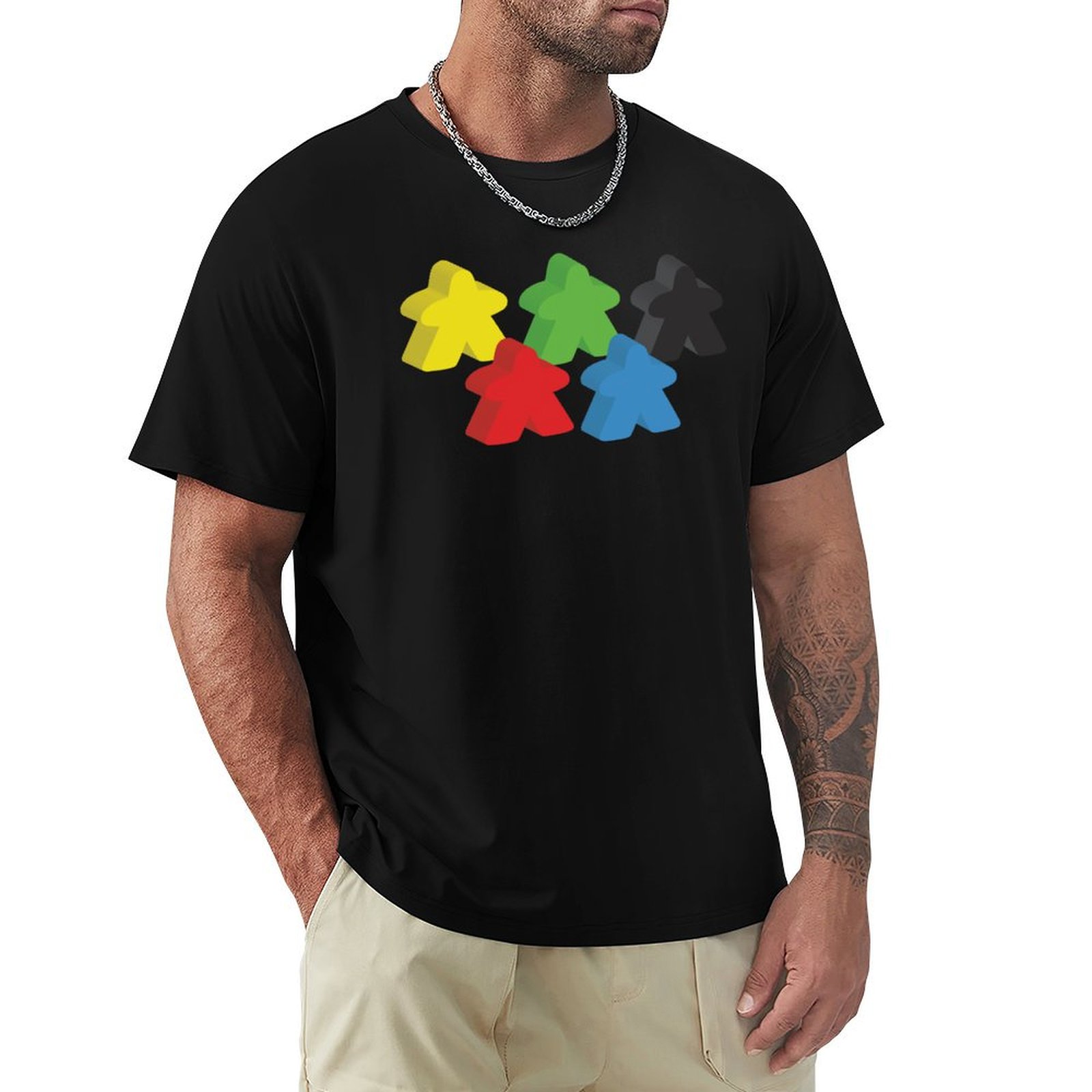 Meeple Token Set - Camiseta con estampado retro de un