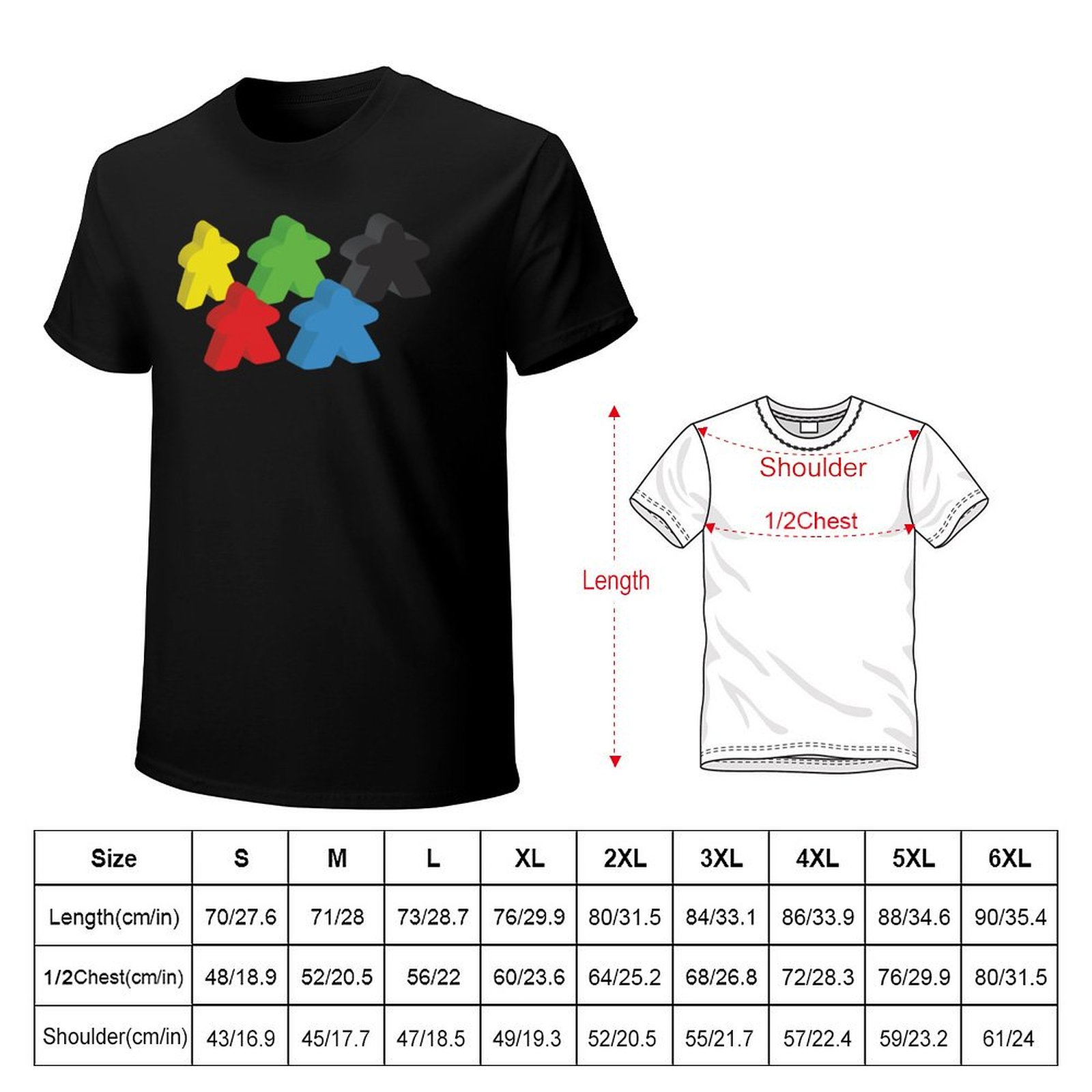 Camiseta con estampado retro d - Meeple Token Set reseña y precio